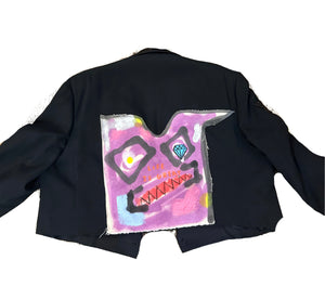 OD Up-cycled Cropped Purple Face Blazer