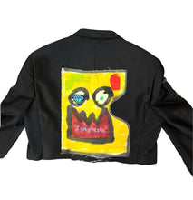 Load image into Gallery viewer, OD Up-cycled Cropped Yellow Face Blazer